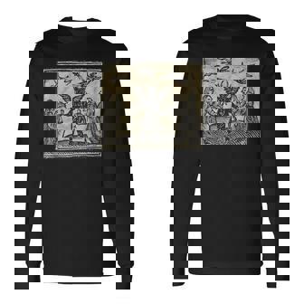 悪魔のオカルトの犠牲ゴスホラー 美的木版画 長袖Tシャツ - Kawaiitshirt