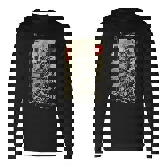 手描きの日本の侍 ヴィンテージ ソードマン アニメ 武士道 長袖Tシャツ - Kawaiitshirt