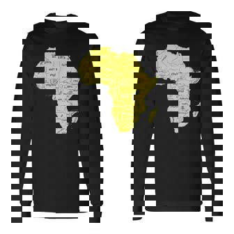 手描きアフリカ地図tシャツ 国名付き 長袖Tシャツ - Kawaiitshirt