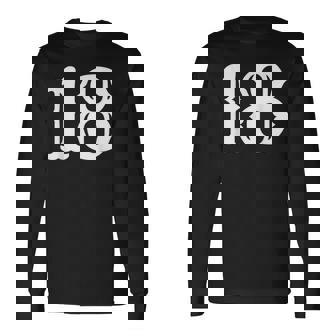 数字 18 インチ 白 大 太字 アメリカ 西部 スタイル フォント 長袖Tシャツ - Kawaiitshirt