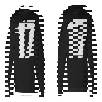 数字 セブンティーン数字 17 プレーンホワイト数字 長袖Tシャツ - Kawaiitshirt