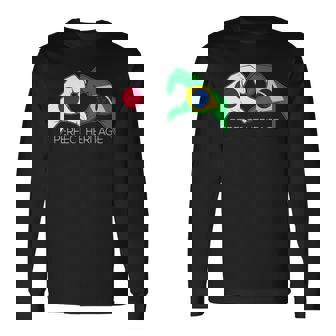 日本とブラジル ブラジル 日本人 パーフェクトヘリテージ ハート 長袖tシャツ 長袖Tシャツ - Kawaiitshirt