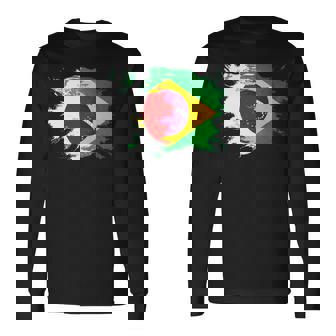 日本とブラジルのdnaヘリテージフラッグ 長袖tシャツ 長袖Tシャツ - Kawaiitshirt