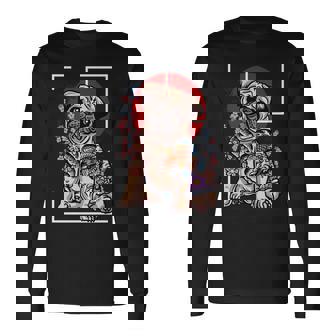 日本のタトゥー パグ 犬 パグ ヤクザの恋人 鯉の魚 長袖tシャツ 長袖Tシャツ - Kawaiitshirt