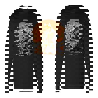 日本アート 柴犬 忍者 浮世絵 アニメ風 侍犬 長袖Tシャツ - Kawaiitshirt