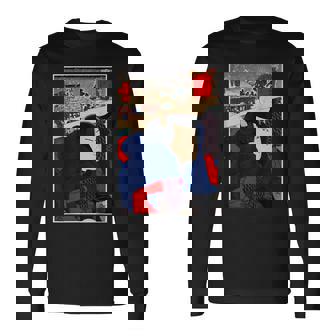 日本レトロアート 宮本武蔵 歌川国芳作 長袖Tシャツ - Kawaiitshirt