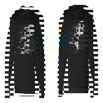 月に吠える美しいボーダーコリー犬 長袖Tシャツ - Kawaiitshirt