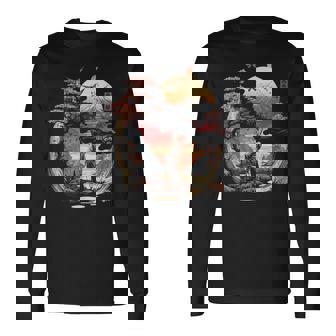 浮世絵 アート 神奈川 ヴィンテージ 和 タトゥー アート グラフィック 長袖Tシャツ - Kawaiitshirt