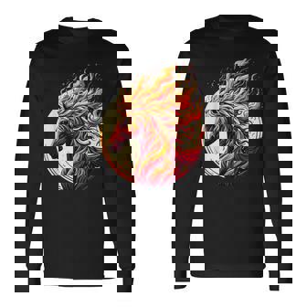 燃える 動物 馬 動物 クール 馬 火 炎 長袖Tシャツ - Kawaiitshirt