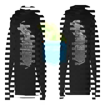 爬虫類 トカゲ ポケット ペット トカゲ イグアナ 長袖Tシャツ - Kawaiitshirt