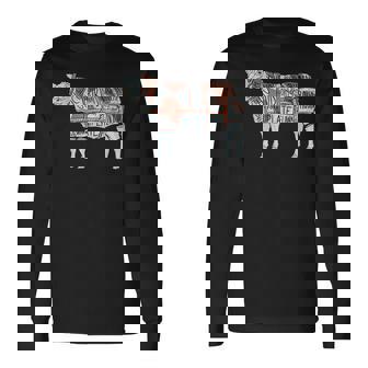 牛肉の部位 面白いtシャツ 焼肉 Bbq 牛 グルメ メンズ おもしろ 面白い 服 オリジナル グッズ ネタ イラスト 長袖Tシャツ - Kawaiitshirt