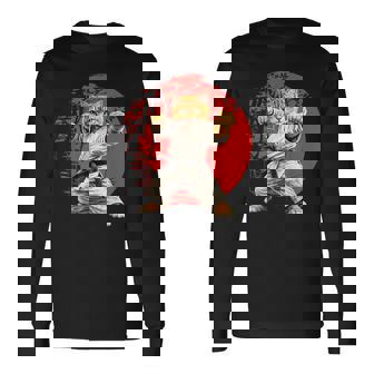 猫 空手 柔道 日本 日没 面白い 空手 猫 長袖Tシャツ - Kawaiitshirt