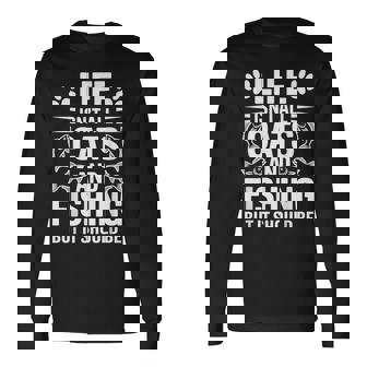 猫と釣り漁師 おもしろ釣り 長袖Tシャツ - Kawaiitshirt