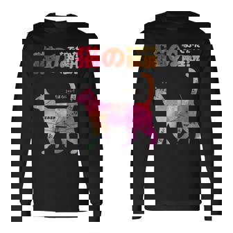 猫のなでかた解説 おもしろ 猫好き アイデア ギフト サプライズ にゃんこ 半袖 ペット プリント 長袖Tシャツ - Kawaiitshirt