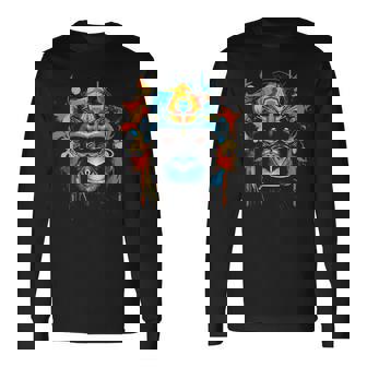 猿 動物 モチーフ イラスト 猿 長袖Tシャツ - Kawaiitshirt