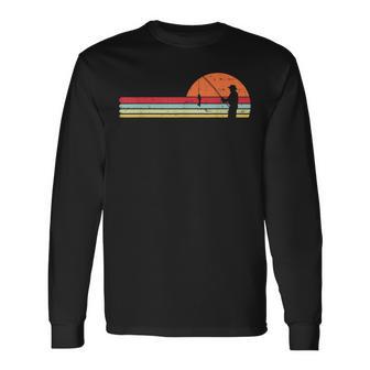 男 釣り サンセット レトロ アングリング フィッシャーマン アングラー メンズ ギフト 長袖Tシャツ - Kawaiitshirt