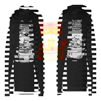 秋田芝犬ラーメンそばうどん丼アニメ漫画 長袖Tシャツ - Kawaiitshirt