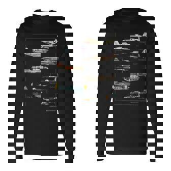 第二次世界大戦 ウォーバード戦闘機 航空機 長袖Tシャツ - Kawaiitshirt