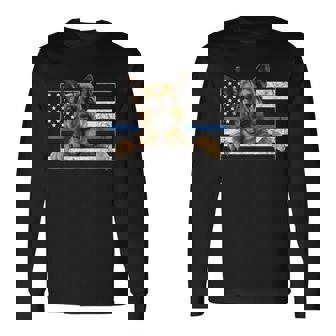 細いブルーライン K9 ジャーマンシェパード 犬 警察官 長袖Tシャツ - Kawaiitshirt