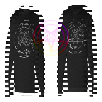 美しいvaporwave サタニックペンタグラム レトログリッチ効果 長袖Tシャツ - Kawaiitshirt