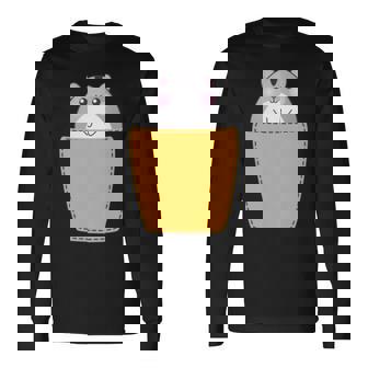 胸ポケットにハムスター 長袖tシャツ 長袖Tシャツ - Kawaiitshirt