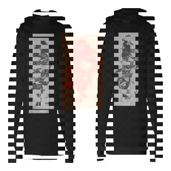 葛飾北斎 「朱描き鍾馗・朱鍾馗・赤鍾馗」 長袖Tシャツ - Kawaiitshirt