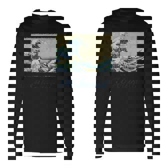 葛飾北斎作 神奈川沖 ビッグウェーブ 長袖Tシャツ - Kawaiitshirt