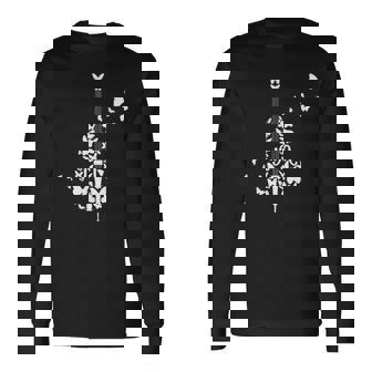 蝶とコントラバス 長袖Tシャツ - Kawaiitshirt