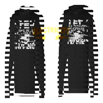 血管に電気を感じる 電気工事士 長袖Tシャツ - Kawaiitshirt