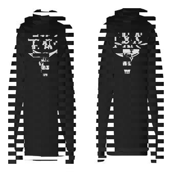 誇り高きテキサンズのためのテキサスロングホーン牛デザイン 長袖Tシャツ - Kawaiitshirt