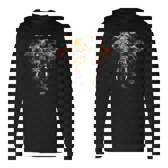 象 多角形 アートワーク 長袖Tシャツ - Kawaiitshirt