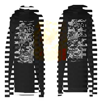 還暦 60歳 丙午 1966年生まれ 火の馬 和柄 波と炎の馬 ヴィンテージ 祝い デザイン 長袖tシャツ 長袖Tシャツ - Kawaiitshirt