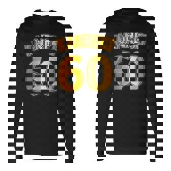 還暦 六十歳 60才 祝 Kanreki（ユニフォーム風）【フェイク 金プレート風 文字】誕生日 面白 長袖Tシャツ - Kawaiitshirt