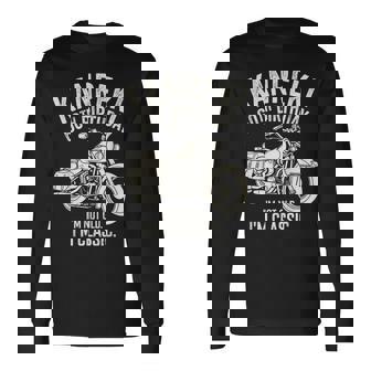 還暦祝い 60歳 男性 面白い クラシックバイク バイク好き 車好き 父 母 メンズ レディース 長袖Tシャツ - Kawaiitshirt