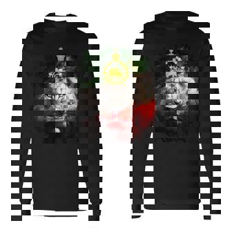 金色のライオンの頭が付いたイランの国旗。 長袖Tシャツ - Kawaiitshirt