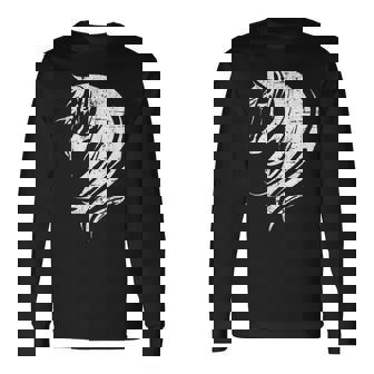 長い馬のたてがみを持つ美しい馬 長袖Tシャツ - Kawaiitshirt