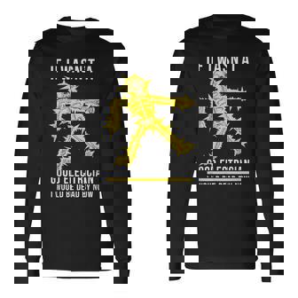 メンズ 電気技師が下手だったら骨が感電死する 長袖Tシャツ - Kawaiitshirt