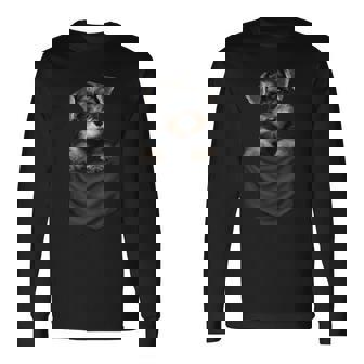 面白いtシャツ シュナウザー ポケット イヌ わんこ メンズ 犬好き グッズ おもしろ 面白い 服 ネタ 長袖tシャツ 長袖Tシャツ - Kawaiitshirt