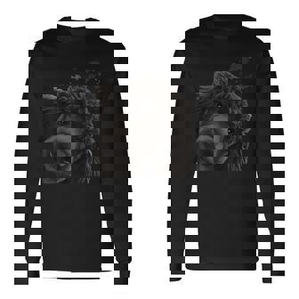 面白いおさるの犬 ブラック スタンダードプードル 長袖Tシャツ - Kawaiitshirt