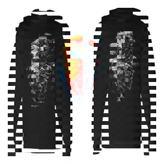 面白いオウムロボット動物愛好家サイボーグオウムロボット Robot Parrot Lover Cyborg Ai 長袖Tシャツ - Kawaiitshirt