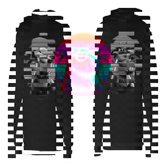 面白いカピバラ ヴィンテージ げっ歯類 レトロ ヴェイパーウェーブ 美的ゴス 長袖Tシャツ - Kawaiitshirt