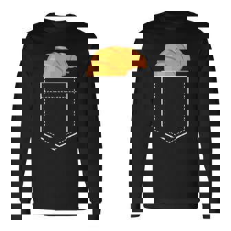 面白いクロワッサンインザポケット 食通 フレンチクロワッサンポケット 長袖Tシャツ - Kawaiitshirt