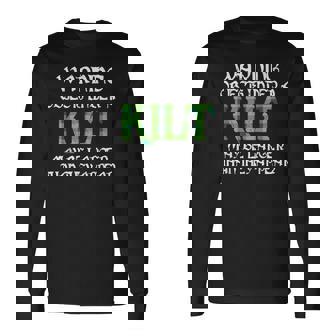 メンズ 面白いタータンスカート キルトの言葉 男性用 長袖Tシャツ - Kawaiitshirt