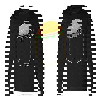 面白いハンバーガー ポケット入り ギフト チーズバーガー ポケット 長袖Tシャツ - Kawaiitshirt