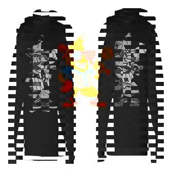 面白いバナナ野球アメリカ国旗サングラス 7月4日 長袖Tシャツ - Kawaiitshirt