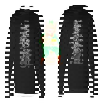 面白いレプラコーン猫、ハッピーセントパトリックデー 長袖Tシャツ - Kawaiitshirt