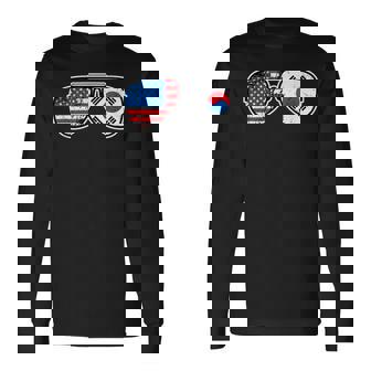 韓国アメリカン プライド サングラス 韓国国旗 アメリカ国旗 長袖Tシャツ - Kawaiitshirt
