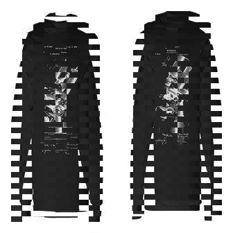 顕微鏡顕微鏡愛好家 レトロサイエンス微生物学 長袖Tシャツ - Kawaiitshirt