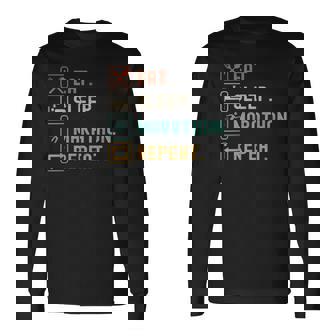 食べる睡眠マラソンリピート面白いマラソンランナー 長袖Tシャツ - Kawaiitshirt