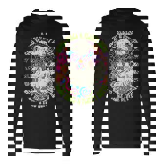 鶏好き ふわふわ お尻 バイブ 動物 ユーモア 長袖Tシャツ - Kawaiitshirt